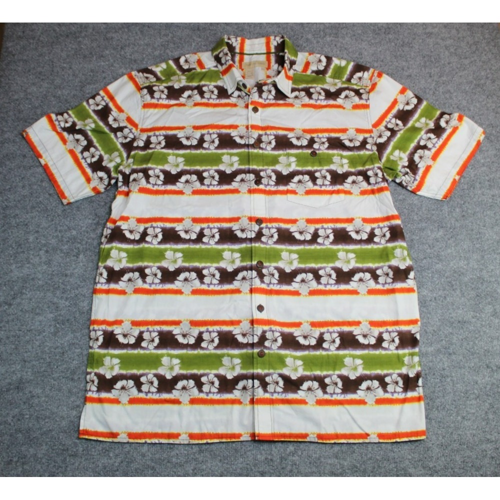 The Territory Ahead Hawaiian Button Up Shirt Mens XLT Colorful Floral Cotton EUC